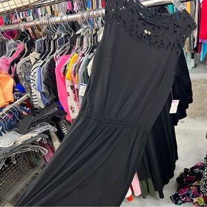 LOFT Black Lace Overlay Dress